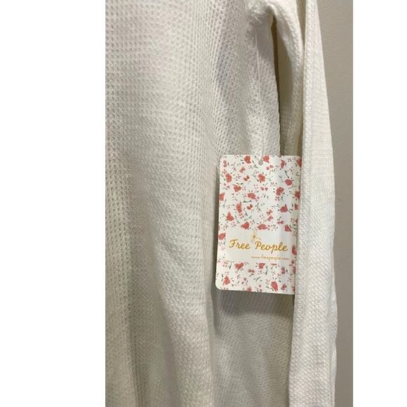 NWT FREE PEOPLE January Ribbed Tee Top Long Sleeves Ivory Size Small - Picture 3 of 7